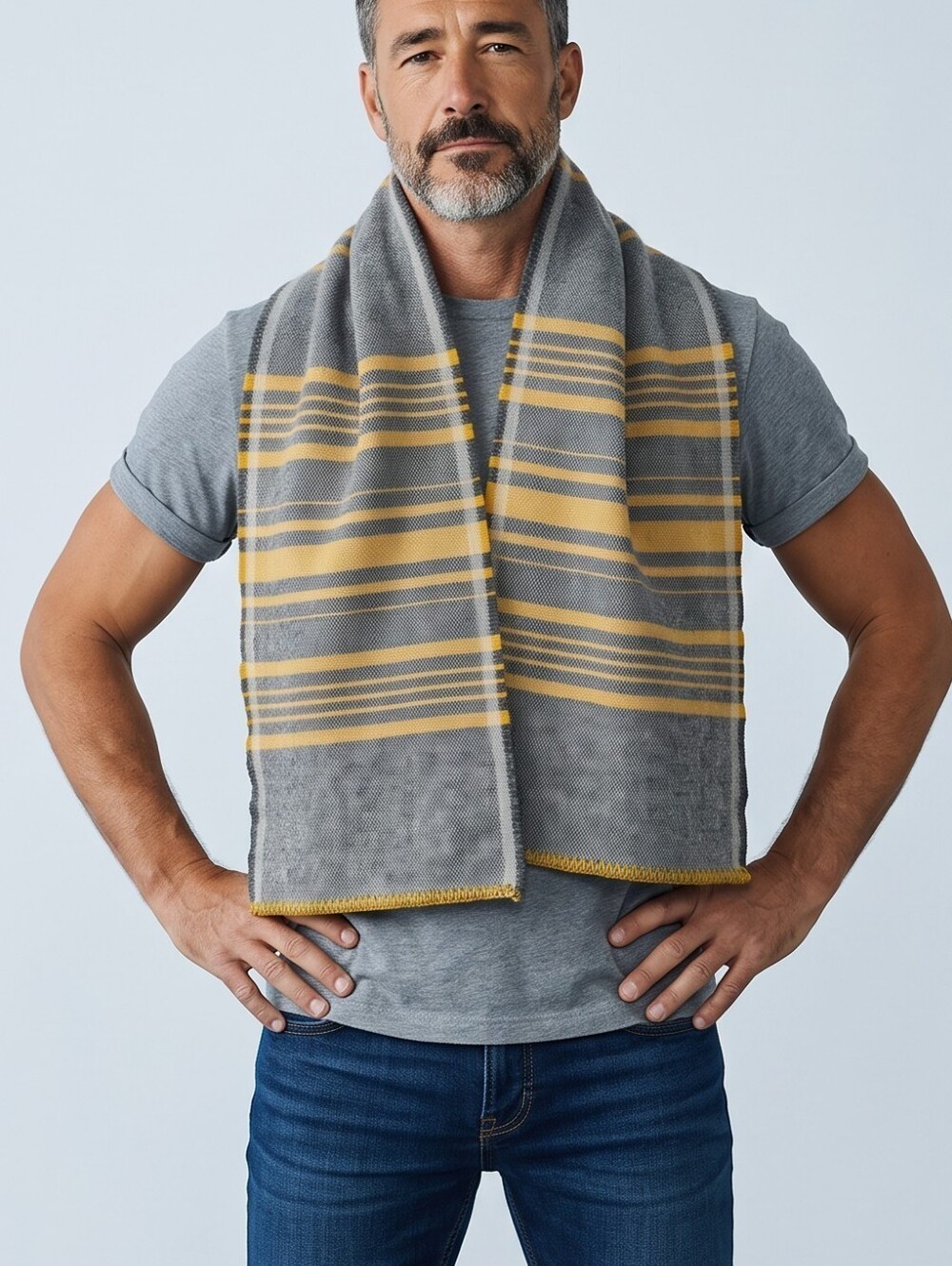 Faribault Woolen Mill Co. Weekender Stripe Charcoal 10x72 Wool Leno